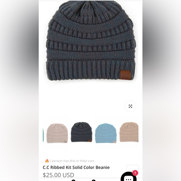 C.C Ribbed Knit Beanie. Gray. - Picture 9 of 9